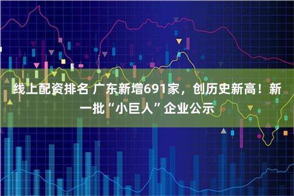 线上配资排名 广东新增691家，创历史新高！新一批“小巨人”企业公示