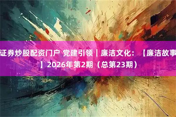 证券炒股配资门户 党建引领｜廉洁文化：【廉洁故事】2026年第2期（总第23期）